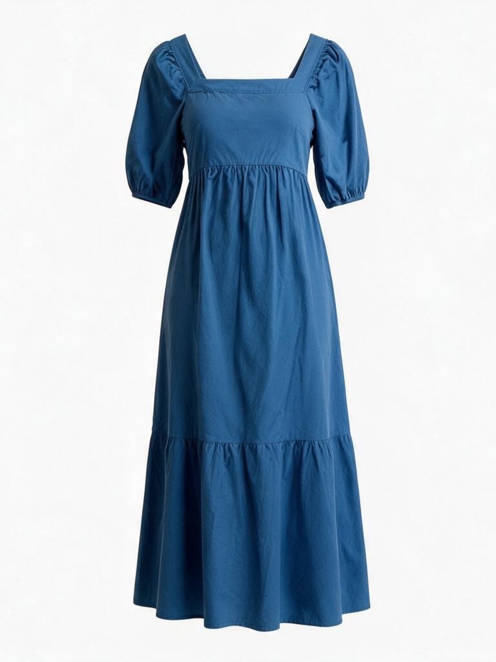 ASOS Indigo Square-Neck Maxi Dress with Puff Sleeves